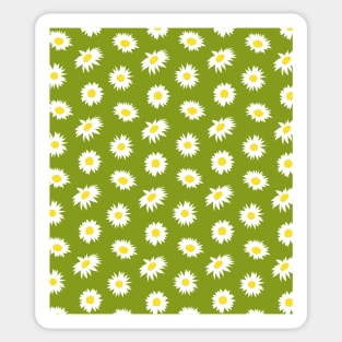 Daisy Ditsy Pattern on Olive Green Sticker